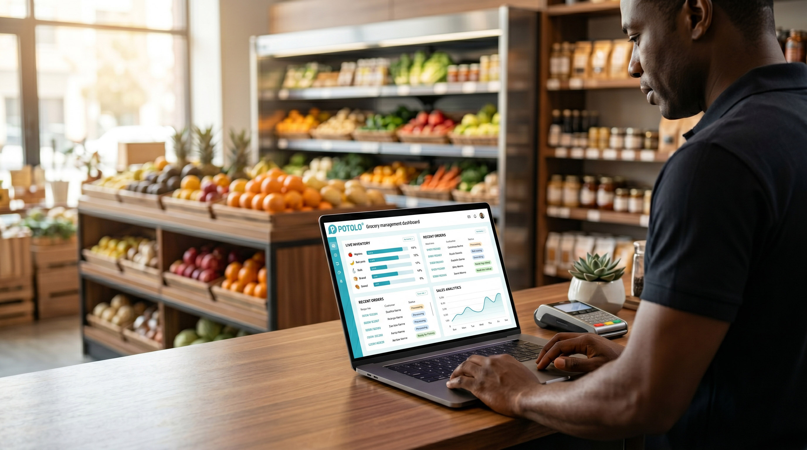 Partner store owner tracking growth on the Potolo dashboard
